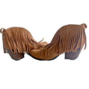Coconuts Matisse Lambert Ankle Booties Women's Size 9.5M Brown Fringe Western